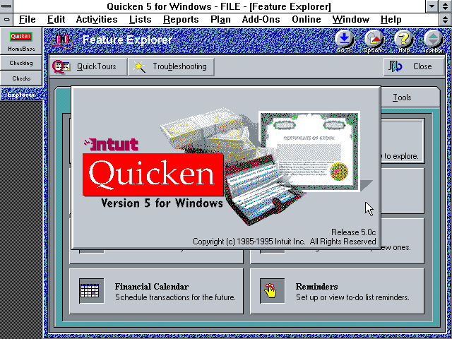 Quicken 5 for Windows - About